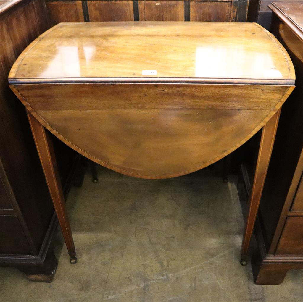 A George III inlaid mahogany Pembroke table, width 70cm, depth 45cm, height 70cm